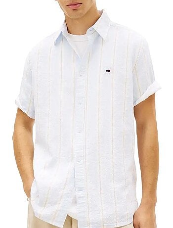Camisa Tommy Hilfiger TJM Regular Fit Azul Claro/Bege para Homem