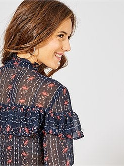 Camisa transparente com folhos - Kiabi