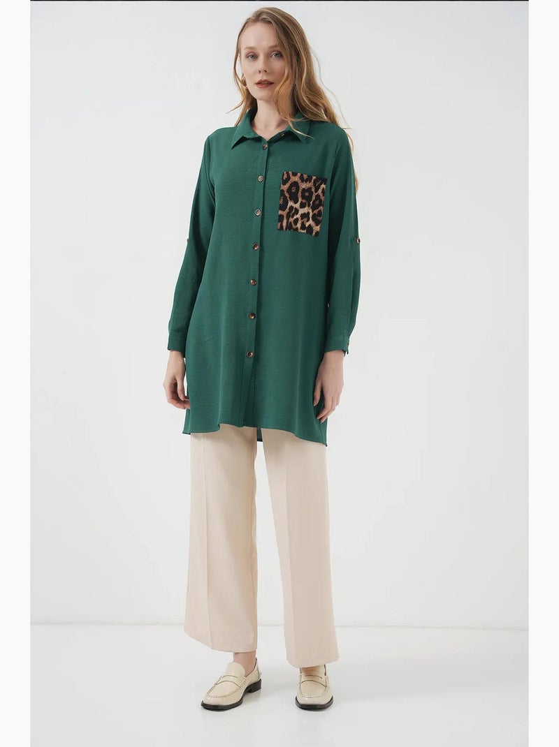 Camisa túnica com detalhe de bolso bdart Verde esmeralda - Kiabi