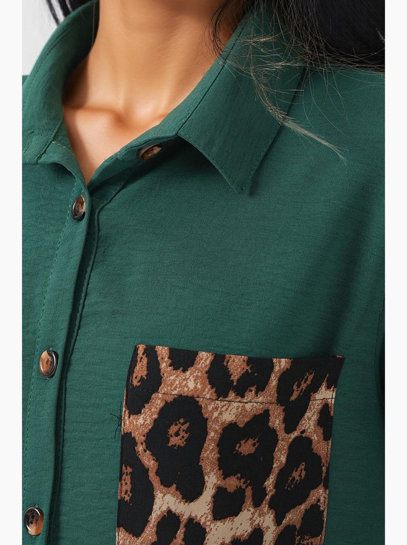 Camisa túnica com detalhe de bolso bdart Verde esmeralda - Kiabi