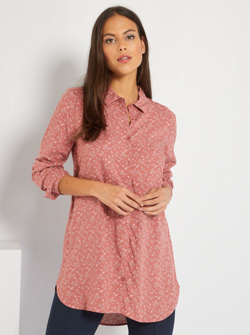 Camisa túnica fluida às flores ROSA - Kiabi