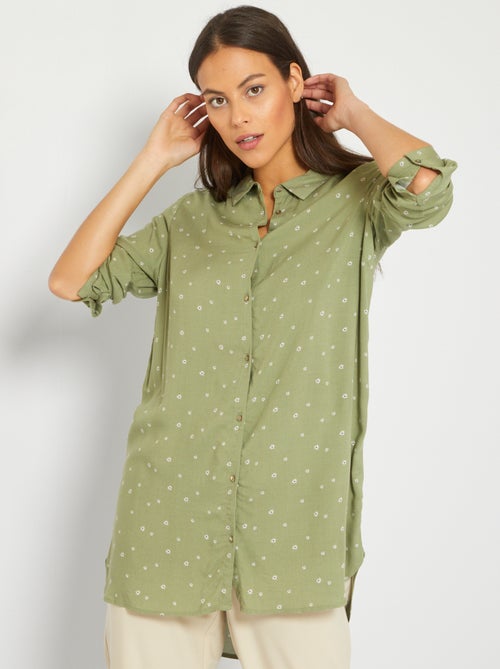 Camisa túnica fluida às flores - Kiabi