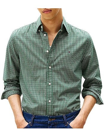 Camisa Verde aos Quadrados para Homem Tommy Hilfiger Flex Poplin
