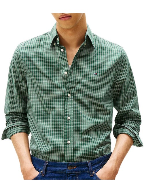 Camisa Verde aos Quadrados para Homem Tommy Hilfiger Flex Poplin - Kiabi Camisa Verde aos Quadrados para Homem Tommy Hilfiger Flex Poplin - Kiabi