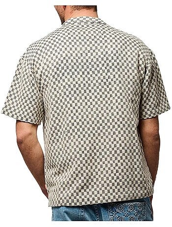 Camisa vichy bege/preta kaporal troy para homem