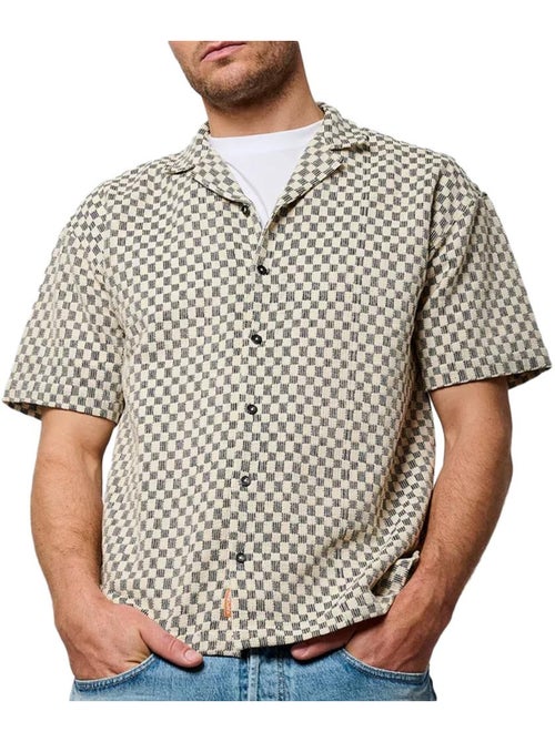 Camisa Vichy Bege/Preta Kaporal Troy para Homem - Kiabi Camisa Vichy Bege/Preta Kaporal Troy para Homem - Kiabi