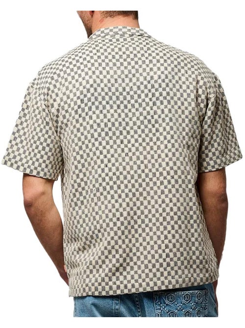 Camisa Vichy Bege/Preta Kaporal Troy para Homem - Kiabi Camisa Vichy Bege/Preta Kaporal Troy para Homem - Kiabi