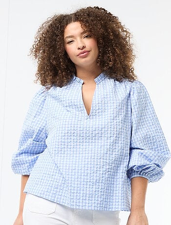 Camisa vichy com padrão de corações