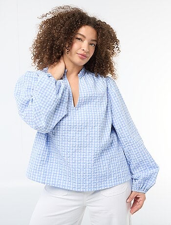 Camisa vichy com padrão de corações