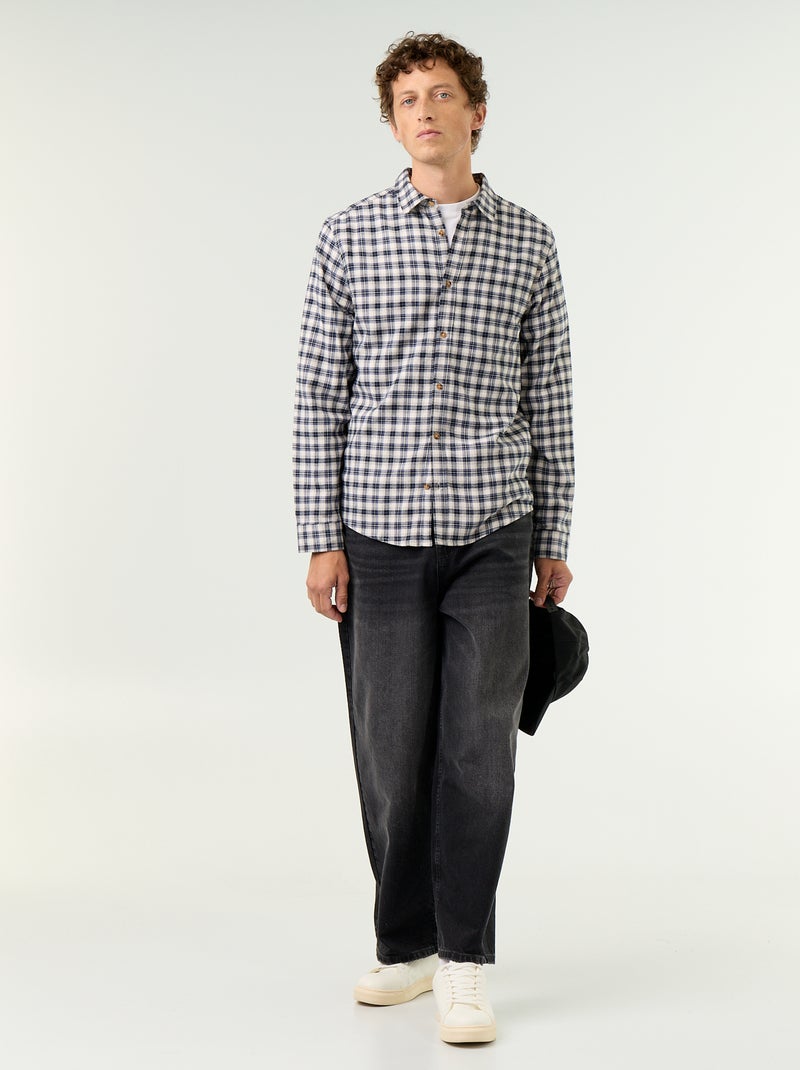 Camisa xadrez Azul - Kiabi