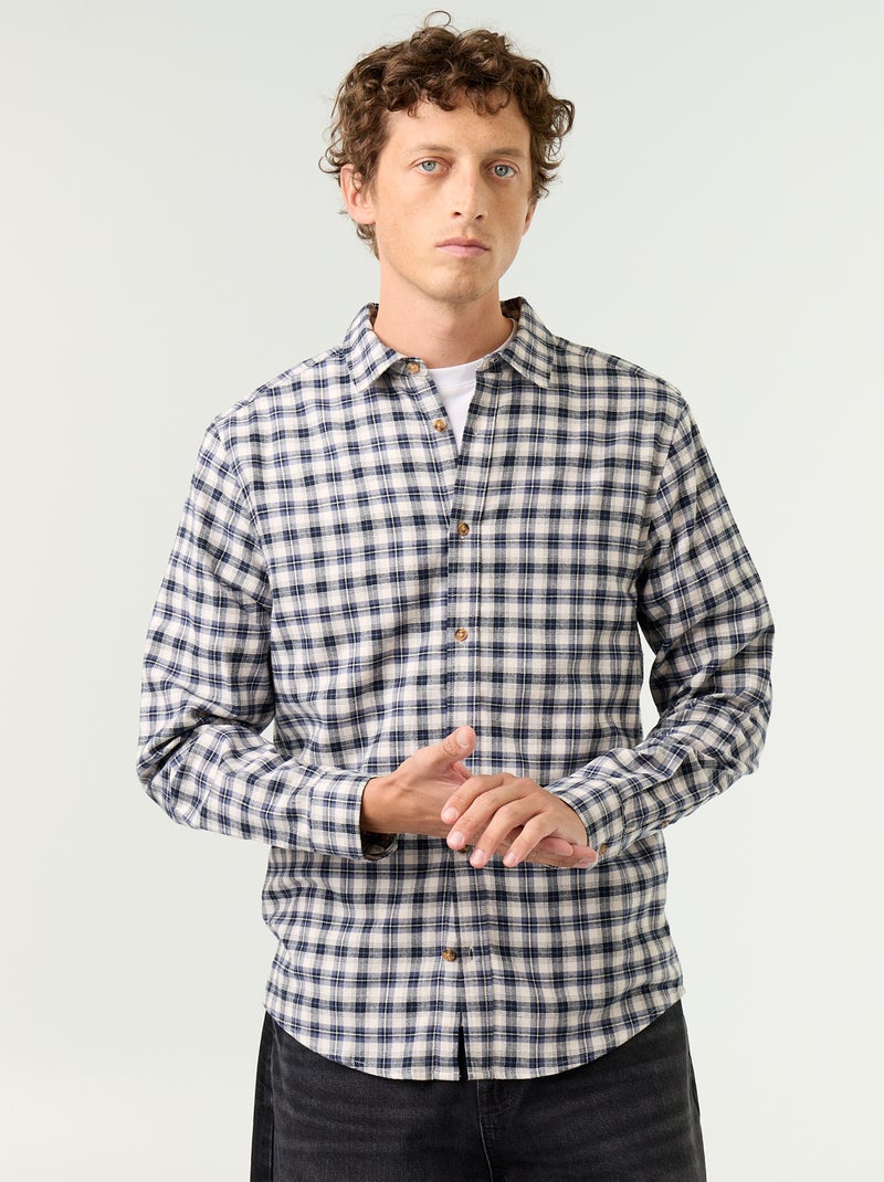 Camisa xadrez Azul - Kiabi