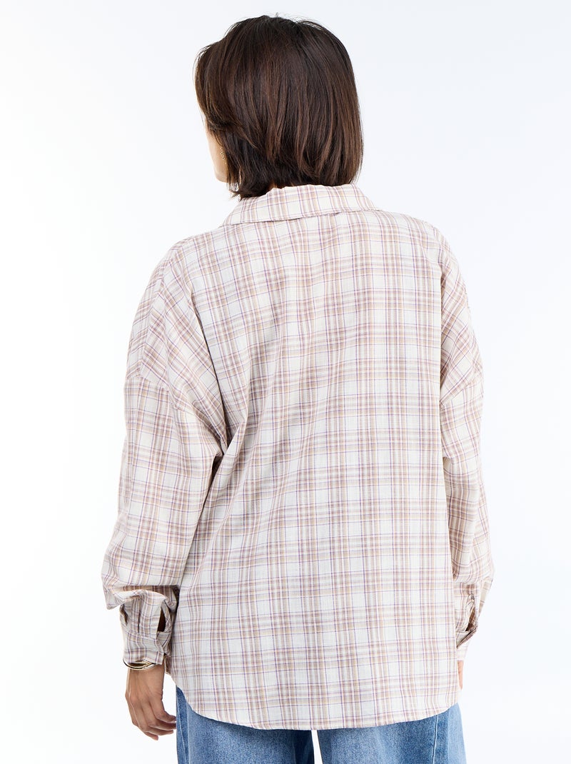 Camisa xadrez Bege - Kiabi