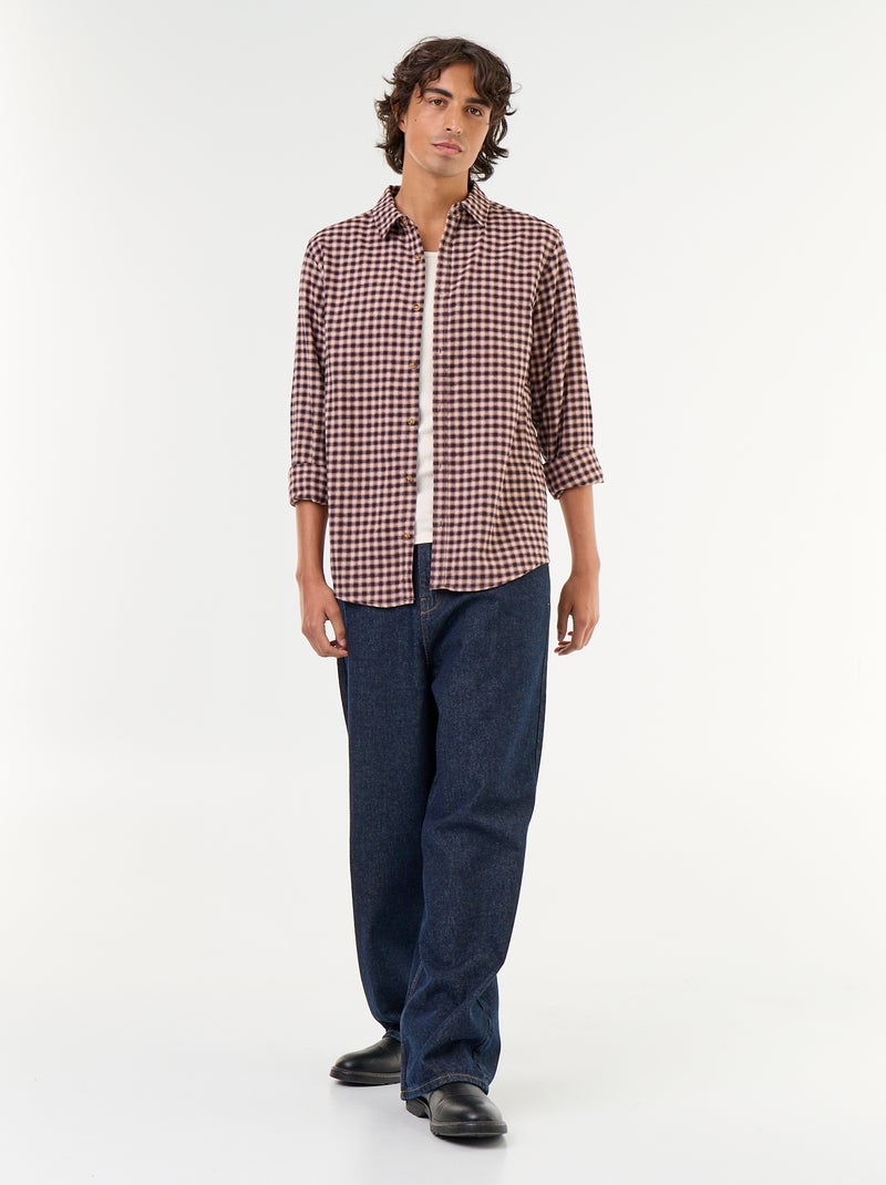 Camisa xadrez Castanho - Kiabi