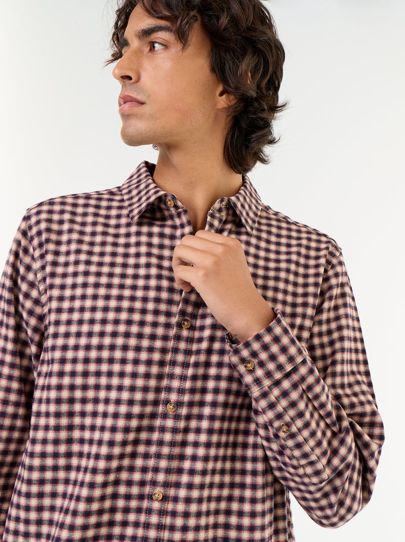 Camisa xadrez Castanho - Kiabi
