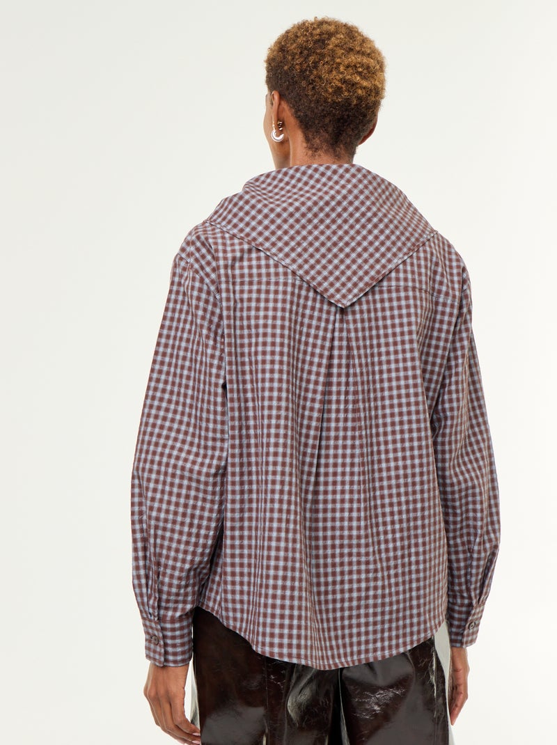 Camisa xadrez com lenço Azul - Kiabi