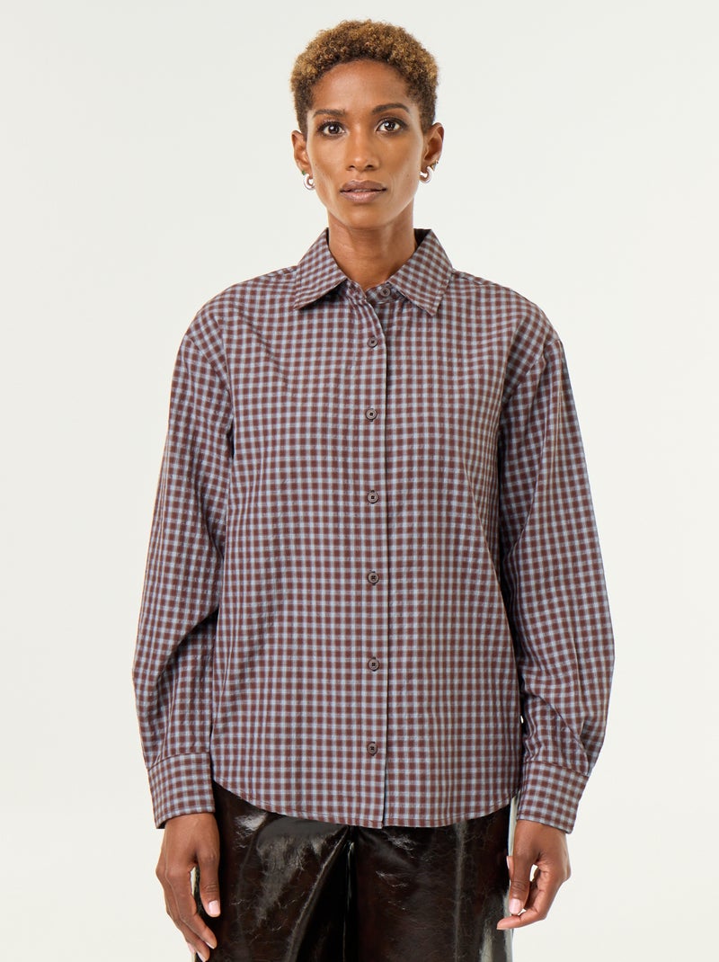 Camisa xadrez com lenço Azul - Kiabi