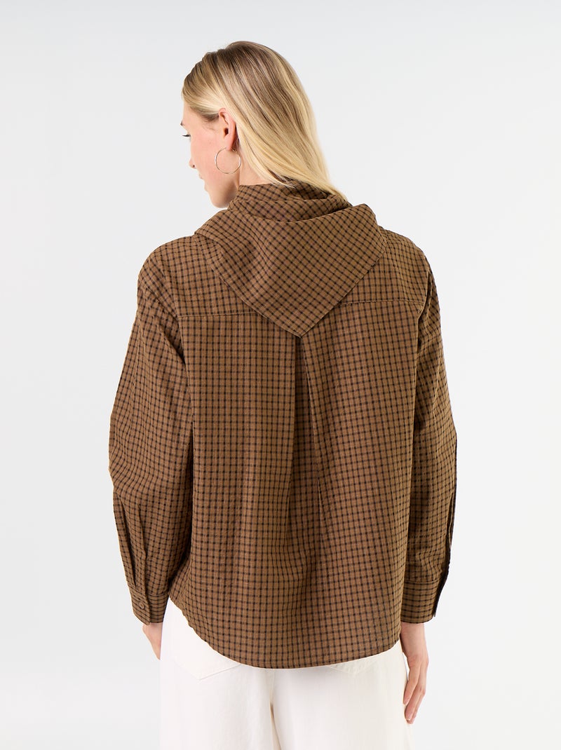 Camisa xadrez com lenço Castanho - Kiabi