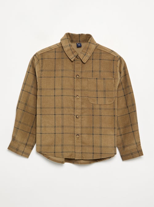 Camisa xadrez de bombazina - Kiabi
