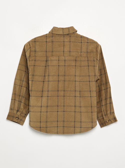 Camisa xadrez de bombazina - Kiabi