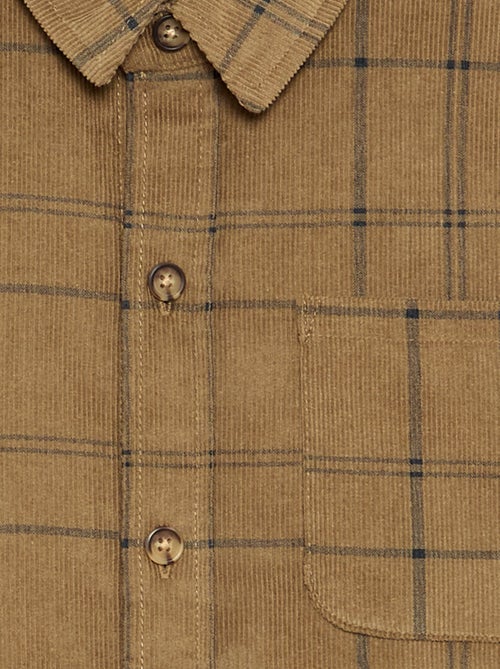 Camisa xadrez de bombazina - Kiabi