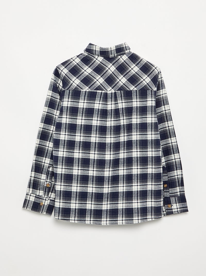 Camisa xadrez de flanela Azul - Kiabi