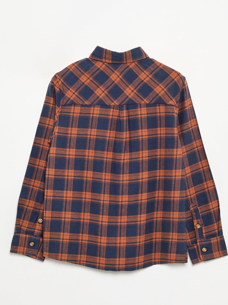 Camisa xadrez de flanela Castanho - Kiabi