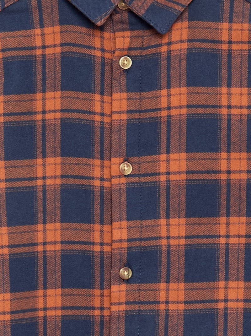 Camisa xadrez de flanela Castanho - Kiabi