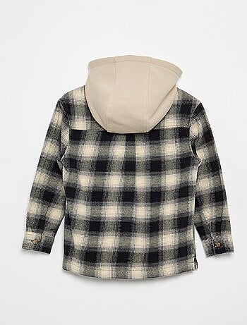 Camisa xadrez de flanela com capuz