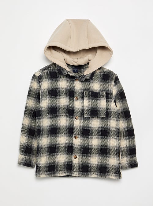 Camisa xadrez de flanela com capuz - Kiabi