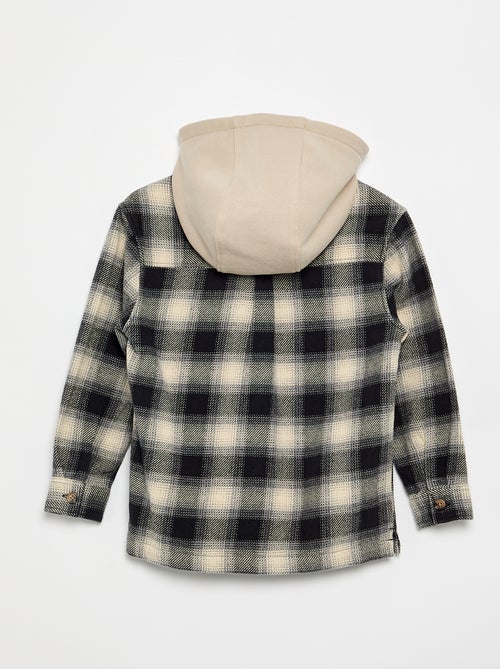 Camisa xadrez de flanela com capuz - Kiabi
