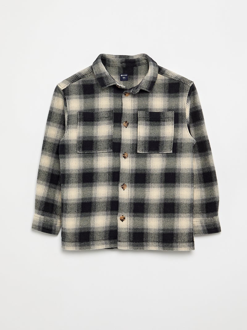 Camisa xadrez de flanela com capuz Branco - Kiabi