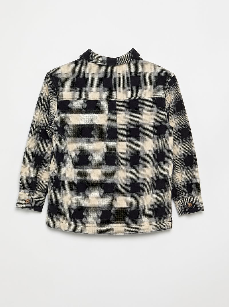 Camisa xadrez de flanela com capuz Branco - Kiabi