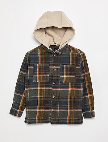 Camisa xadrez de flanela com capuz