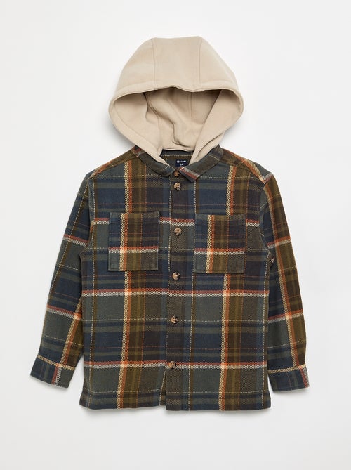Camisa xadrez de flanela com capuz - Kiabi