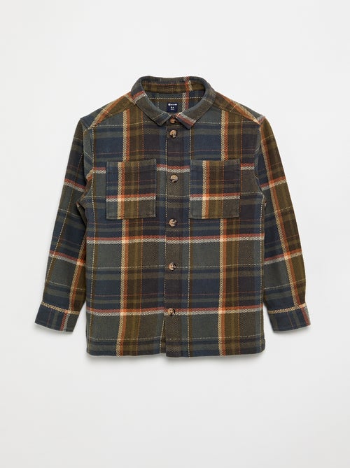 Camisa xadrez de flanela com capuz - Kiabi