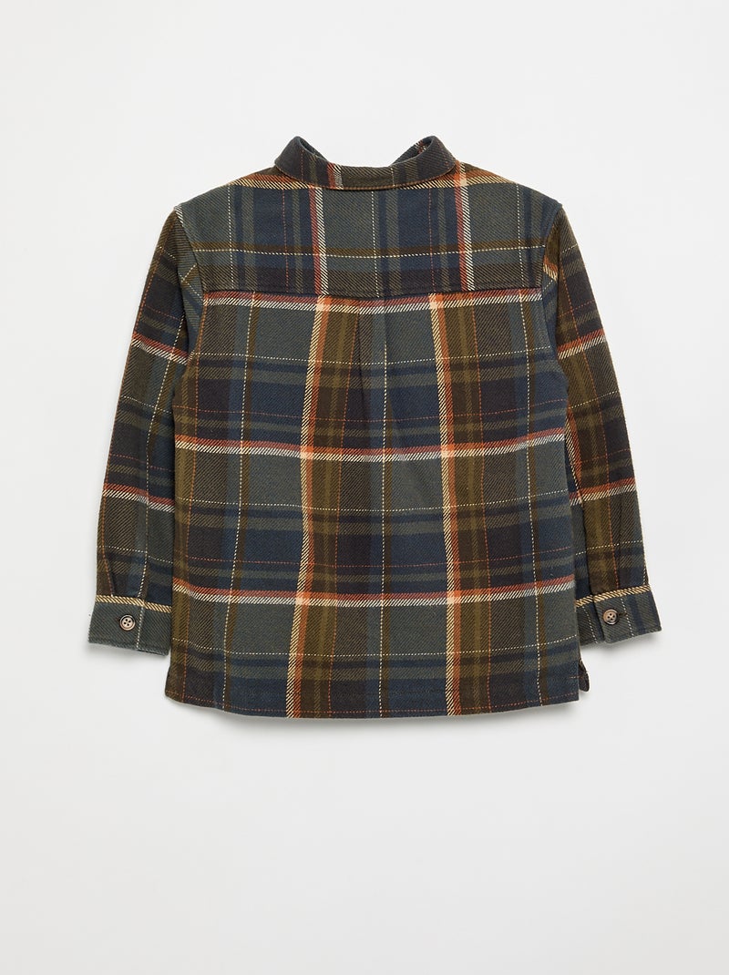 Camisa xadrez de flanela com capuz Caqui - Kiabi