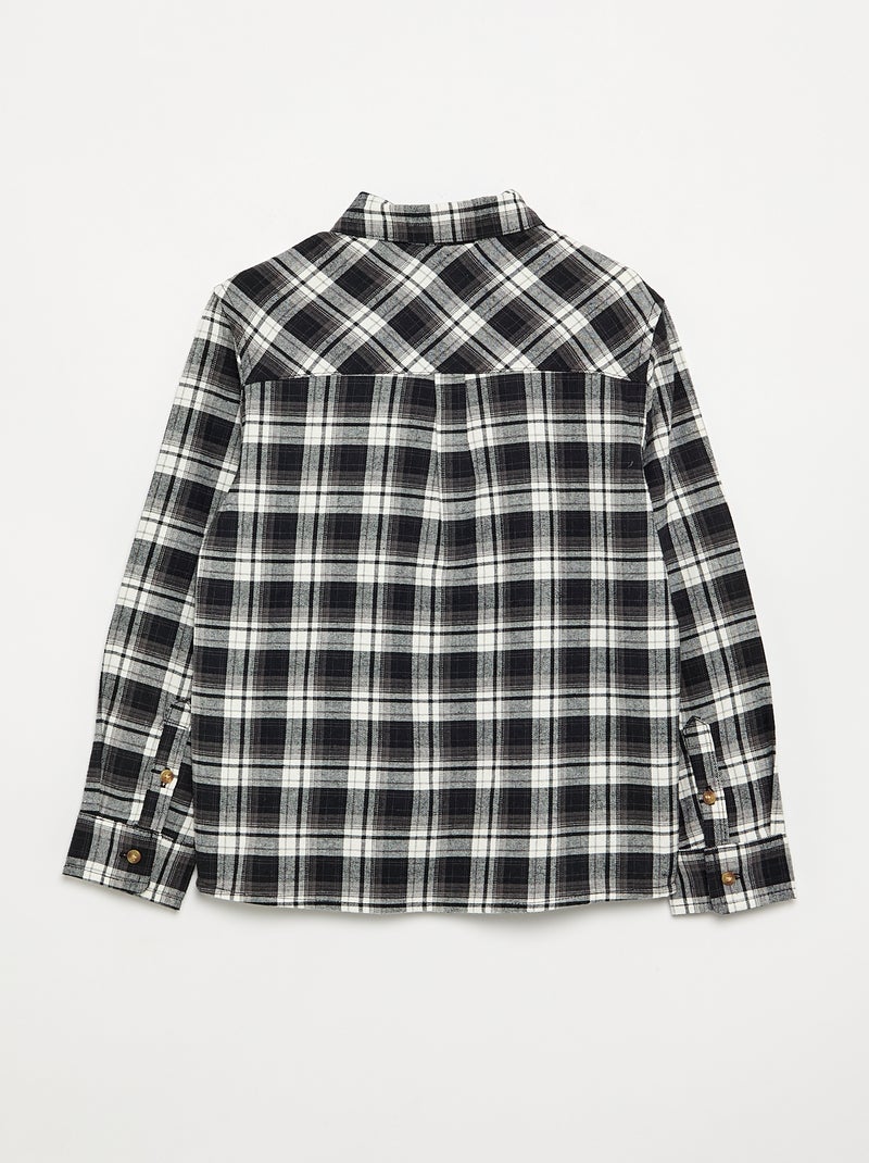 Camisa xadrez de flanela Preto - Kiabi