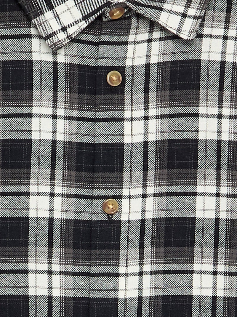 Camisa xadrez de flanela Preto - Kiabi
