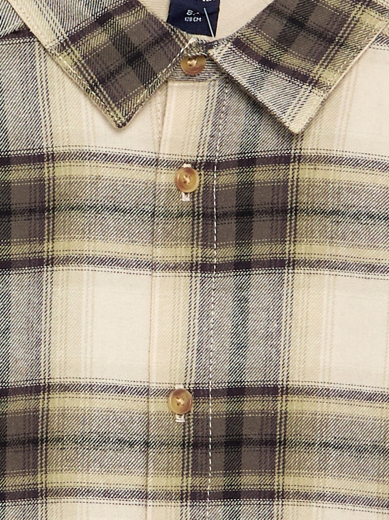 Camisa xadrez de flanela Verde - Kiabi