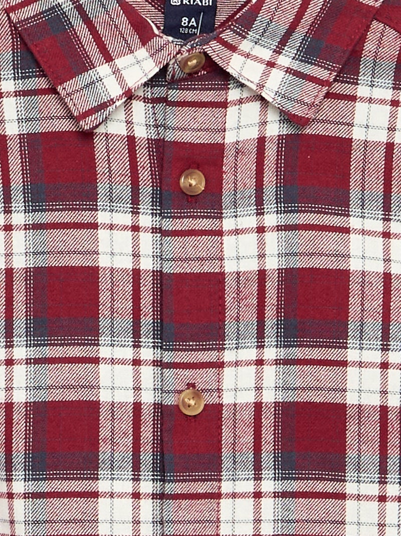 Camisa xadrez de flanela Vermelho - Kiabi