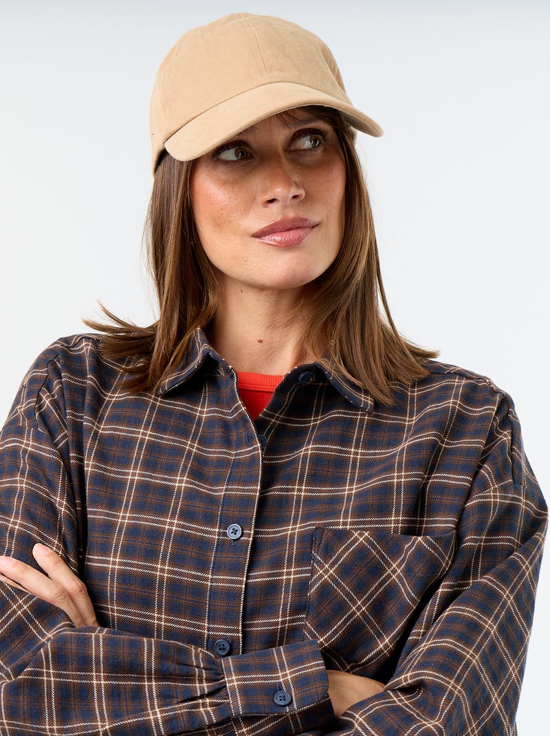 Camisa xadrez de manga comprida Azul - Kiabi