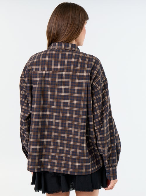 Camisa xadrez de manga comprida - Kiabi