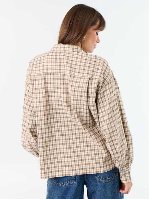 Camisa xadrez de manga comprida - Kiabi