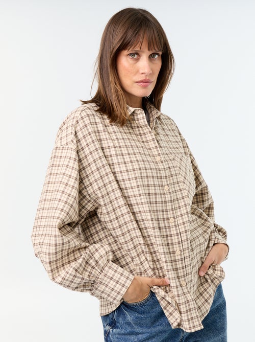Camisa xadrez de manga comprida - Kiabi