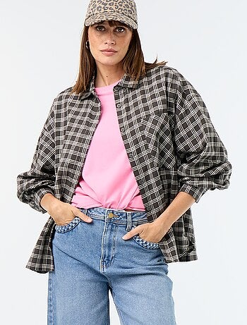 Camisa xadrez de manga comprida