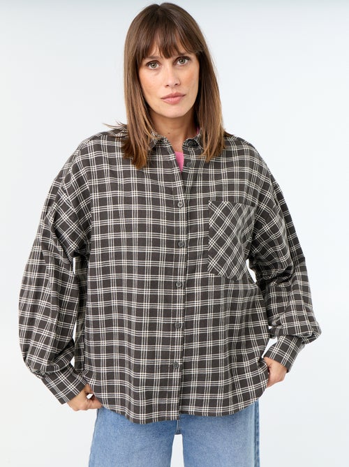 Camisa xadrez de manga comprida - Kiabi