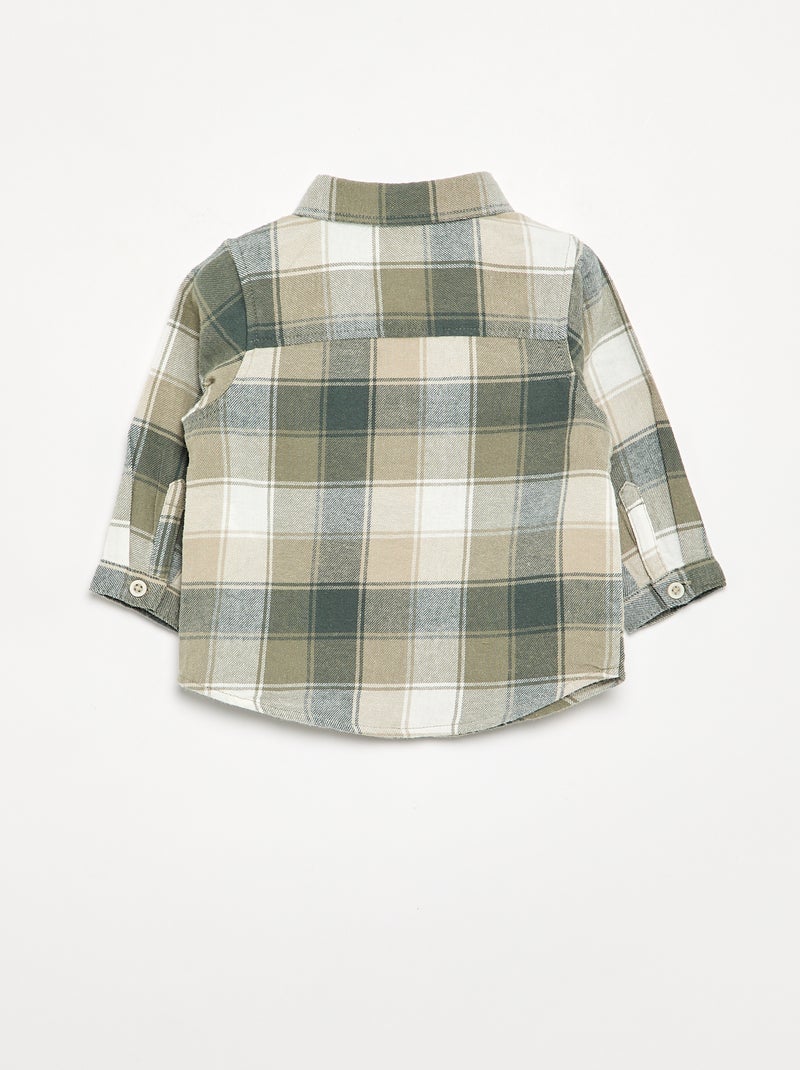 Camisa xadrez de mangas compridas Verde - Kiabi