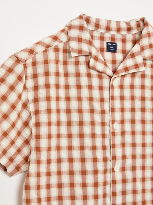 Camisa xadrez e de manga curta - Kiabi
