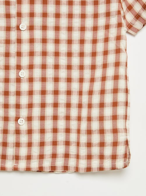 Camisa xadrez e de manga curta - Kiabi