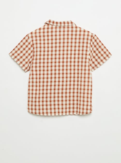 Camisa xadrez e de manga curta - Kiabi